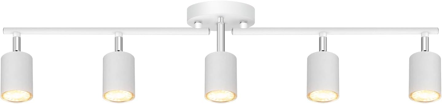 4 Light Track Lighting Kit Kitchen, Black Track Lighting Fixtures Ceiling, 4 Way Modern Flexible Spot Track Lighting, Industrial LED Lights for Room Hallway Bedroom(GU10 Socket, Bulb Not Included)