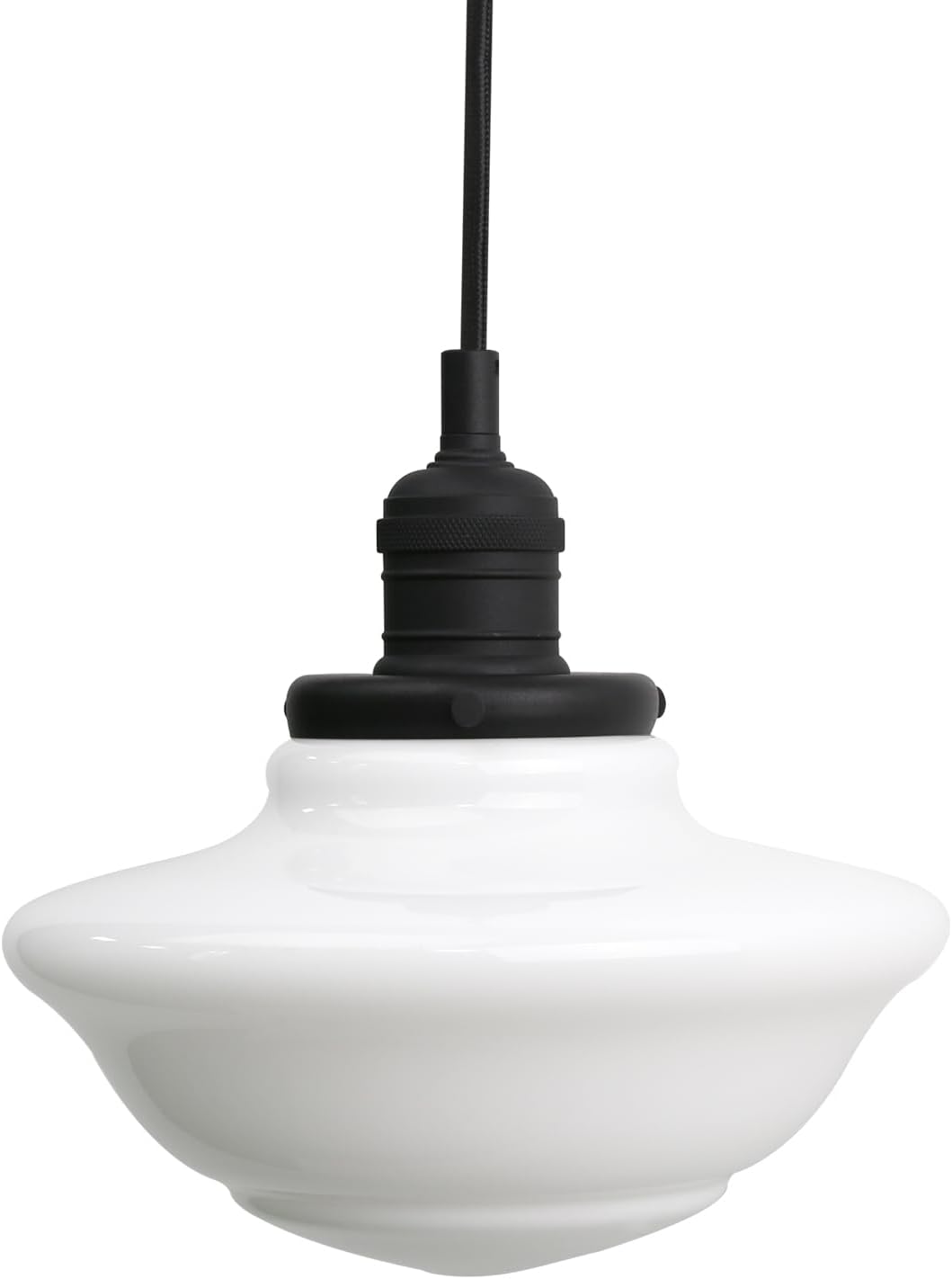 Pathson Modern Pendant Light with Milk White Glass, Vintage Ceiling Pendant Lighting Adjustable Textile Cord, Frosted Ceiling Fixture Lamp for Living Room Bedroom Kitchen Dining Room