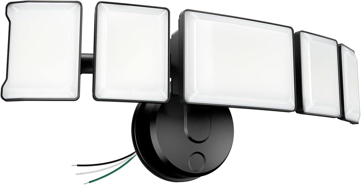 Olafus 130W Flood Light Outdoor, Switch Controlled 13000LM LED Security Light, IP65 Waterproof Outside Floodlight with 5 Adjustable Heads, 6500K Exterior Flood Light Fixture Wired for House Yard Black