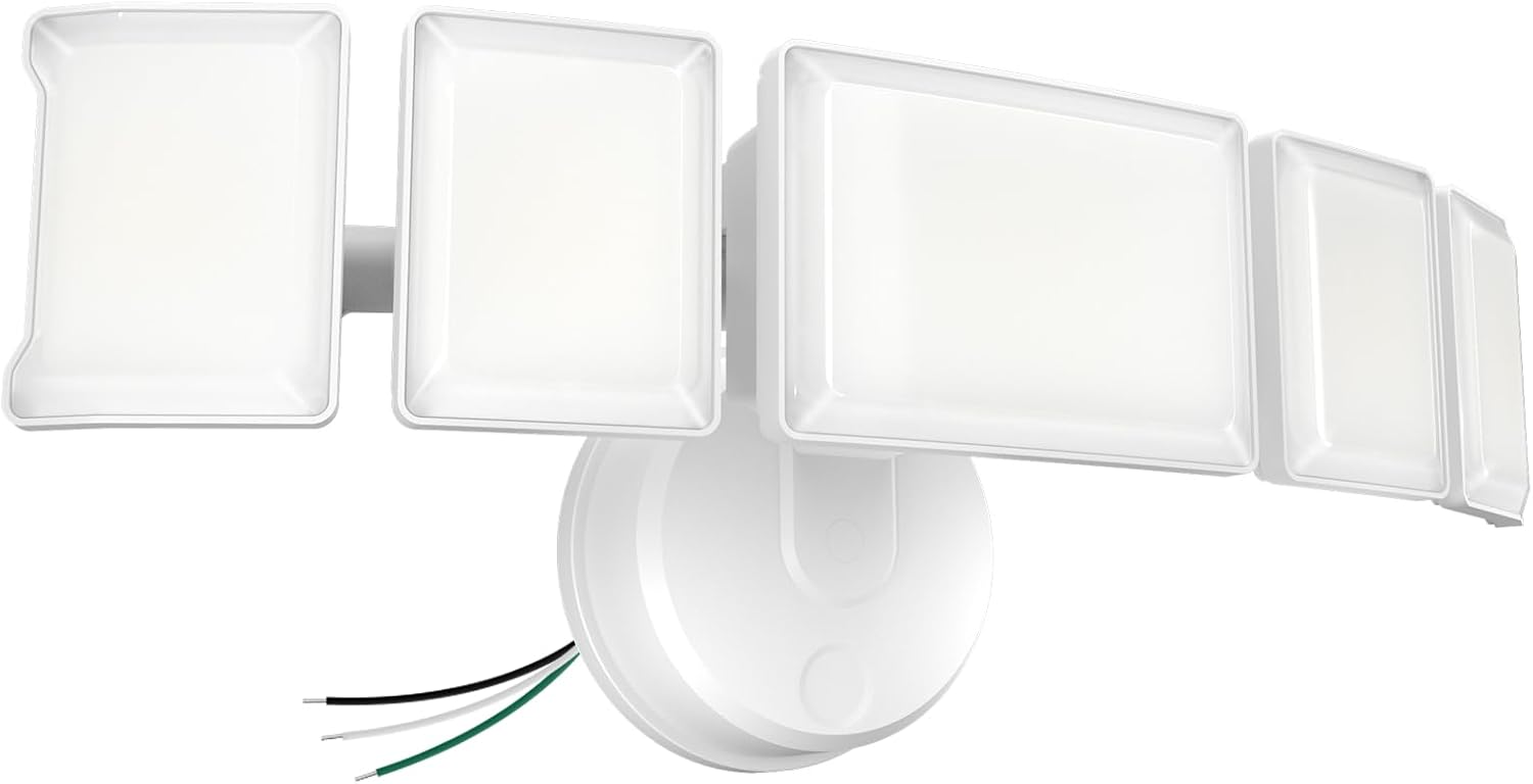 Olafus 130W Flood Light Outdoor, Switch Controlled 13000LM LED Security Light, IP65 Waterproof Outside Floodlight with 5 Adjustable Heads, 6500K Exterior Flood Light Fixture Wired for House Yard Black