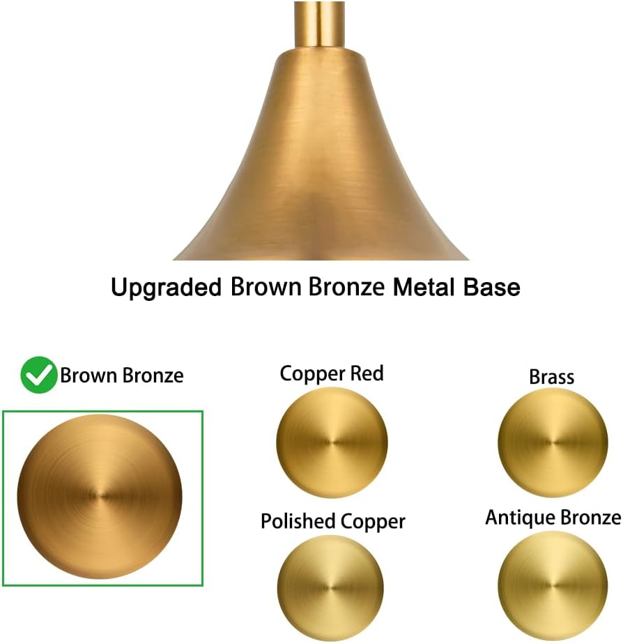 9'' Antique Gold Pendant Light with Clear Glass, Vintage Adjustable Pendant Lights Kitchen Island Brushed Pendant Lights Convertible Ceiling Mount Or Hanging Fixture for Hallway Bathroom,Brown Bronze