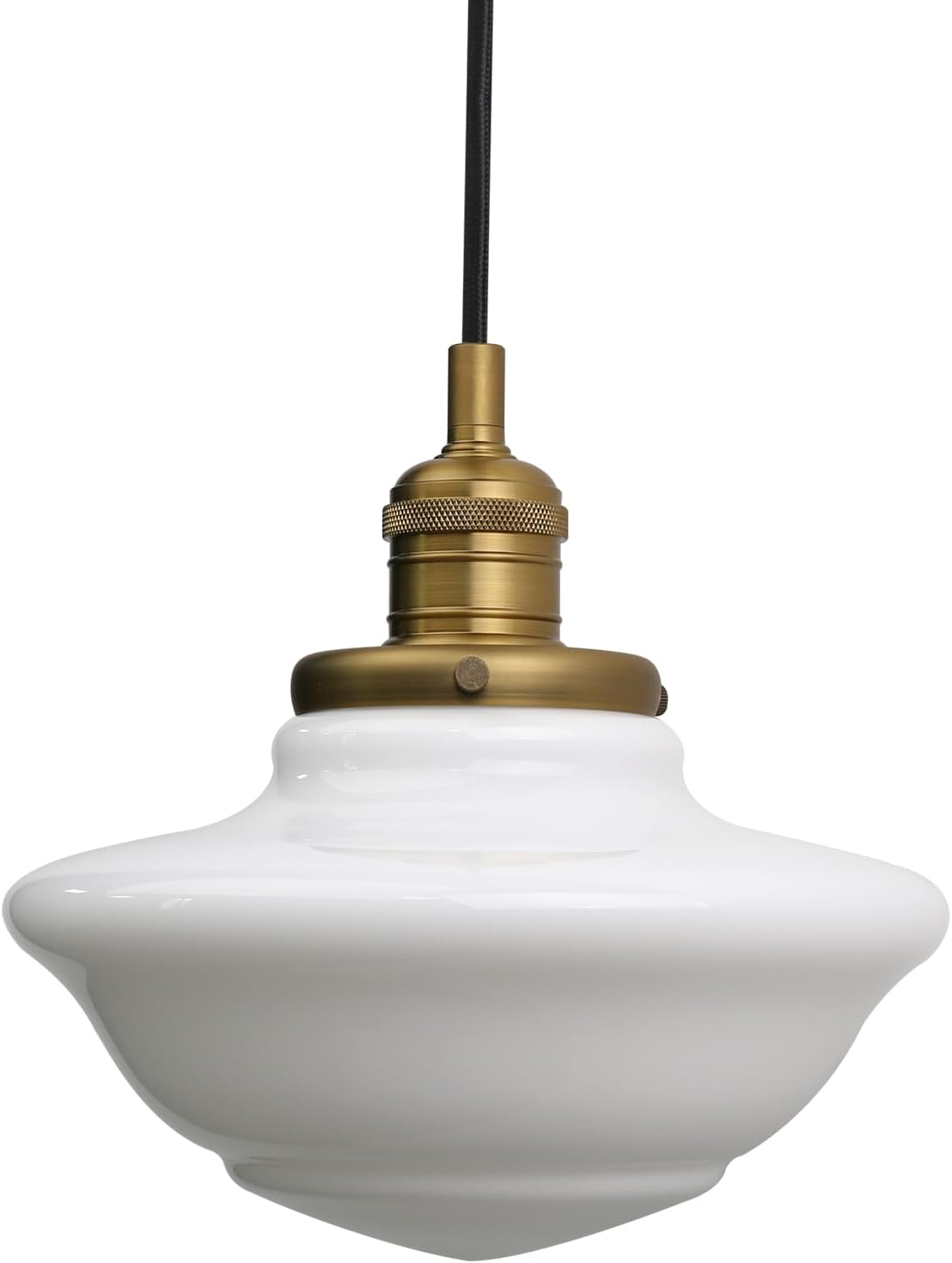 Pathson Modern Pendant Light with Milk White Glass, Vintage Ceiling Pendant Lighting Adjustable Textile Cord, Frosted Ceiling Fixture Lamp for Living Room Bedroom Kitchen Dining Room