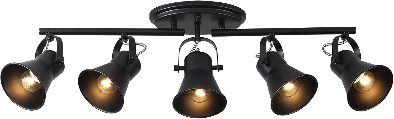KEESFU 3-Light Track Lighting Kit,Black Semi Flush Mount Ceiling Light with 3 Rotatable Light Heads,Industrial Accent Lighting for Livingroom,Bathroom,Hallway,Art Wall,Bathroom,Kitchen.(3-Light)