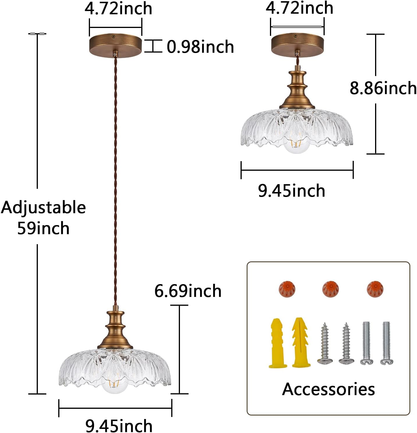 HDDFL Vintage Pendant Lights Fixture Modern Pendant Lighting Fixtures Hanging Lamp for Kitchen Island Bedroom Living Room Hallway