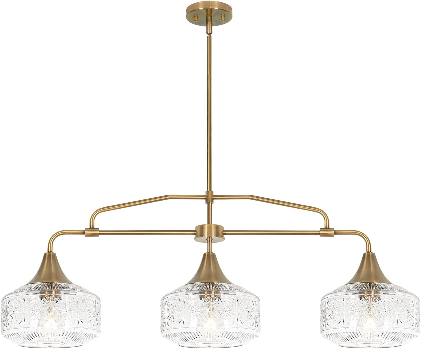 9'' Antique Gold Pendant Light with Clear Glass, Vintage Adjustable Pendant Lights Kitchen Island Brushed Pendant Lights Convertible Ceiling Mount Or Hanging Fixture for Hallway Bathroom,Brown Bronze