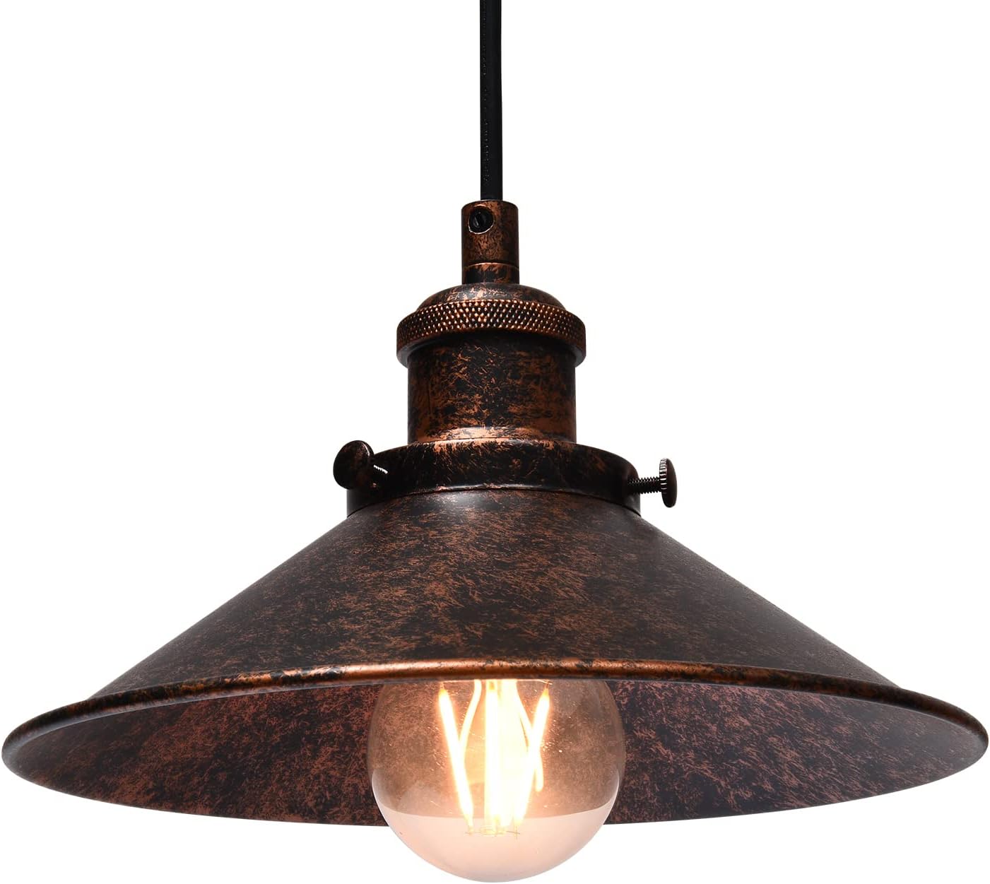 Vintage Antique Brass Dome Pendant Light, 12'' Pendant Lights Kitchen Island, Hanging Ceiling Light Striped Metal Shade