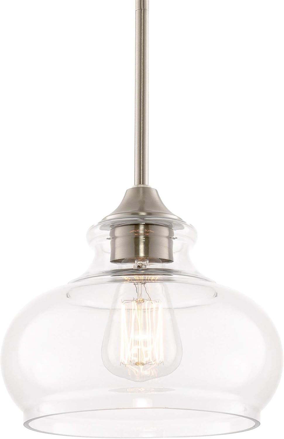 Kira Home Harlow 9" Modern Industrial Farmhouse/Schoolhouse/Rustic Pendant Light with Clear Glass Shade, Adjustable Hanging Height, Warm Brass Finish