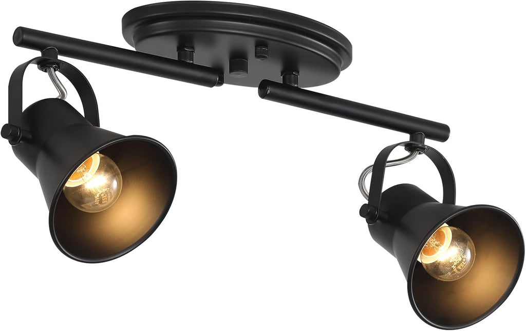 SEEBLEN 4-Light Track Lighting Kit, Directional Ceiling Light, Industrial Black Kitchen Track Lighting Fixtures Ceiling for Kitchen, Living Room, Dining Room, Hallway.