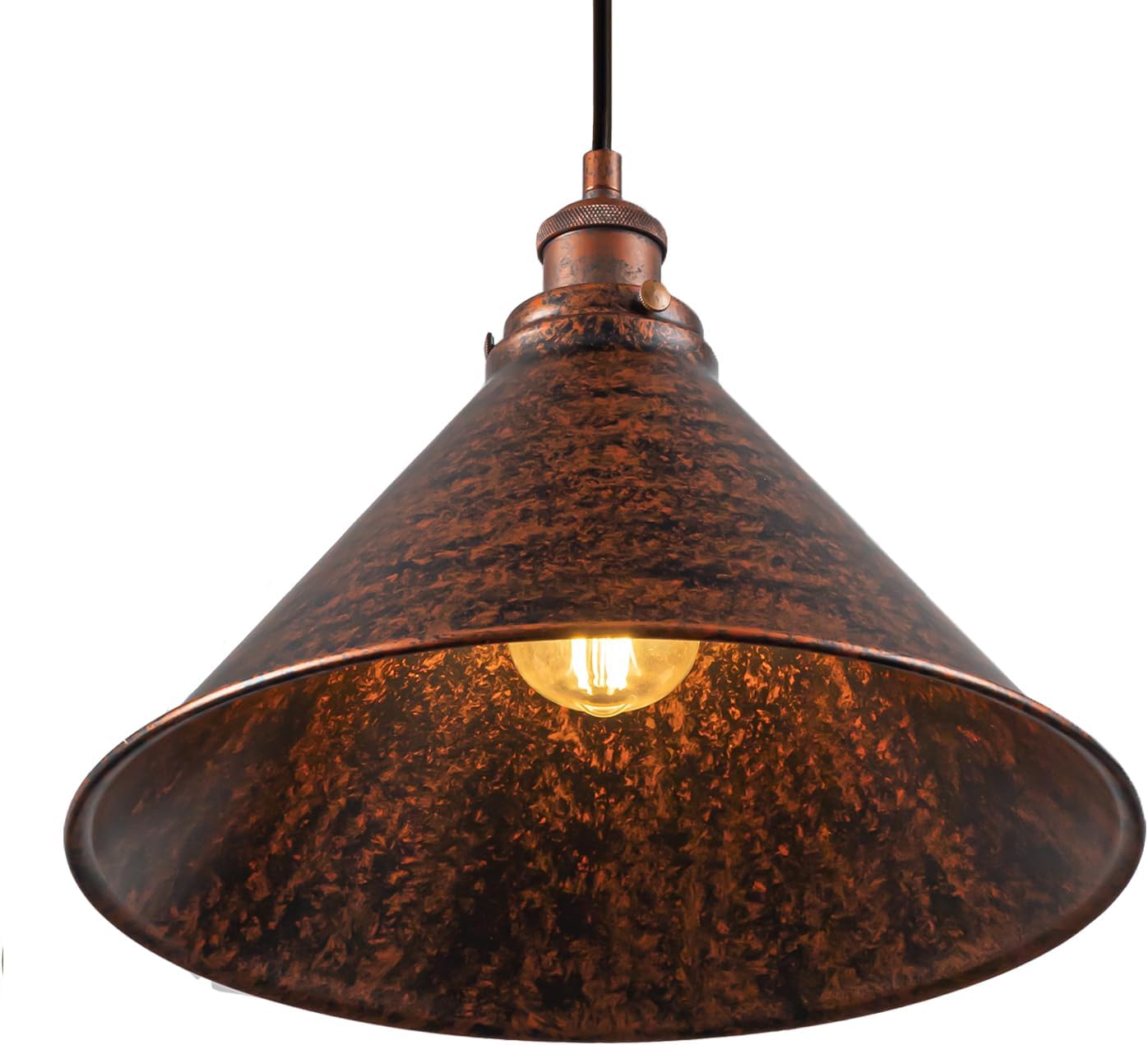 Vintage Antique Brass Dome Pendant Light, 12'' Pendant Lights Kitchen Island, Hanging Ceiling Light Striped Metal Shade