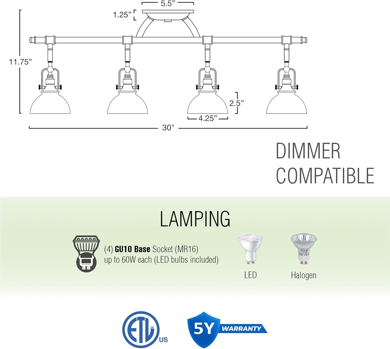 Kira Home Broadway 30" Industrial 4-Light Directional Track Lighting, Vintage Wall/Ceiling Light + Adjustable Heads, Oil Rubbed Bronze Finish