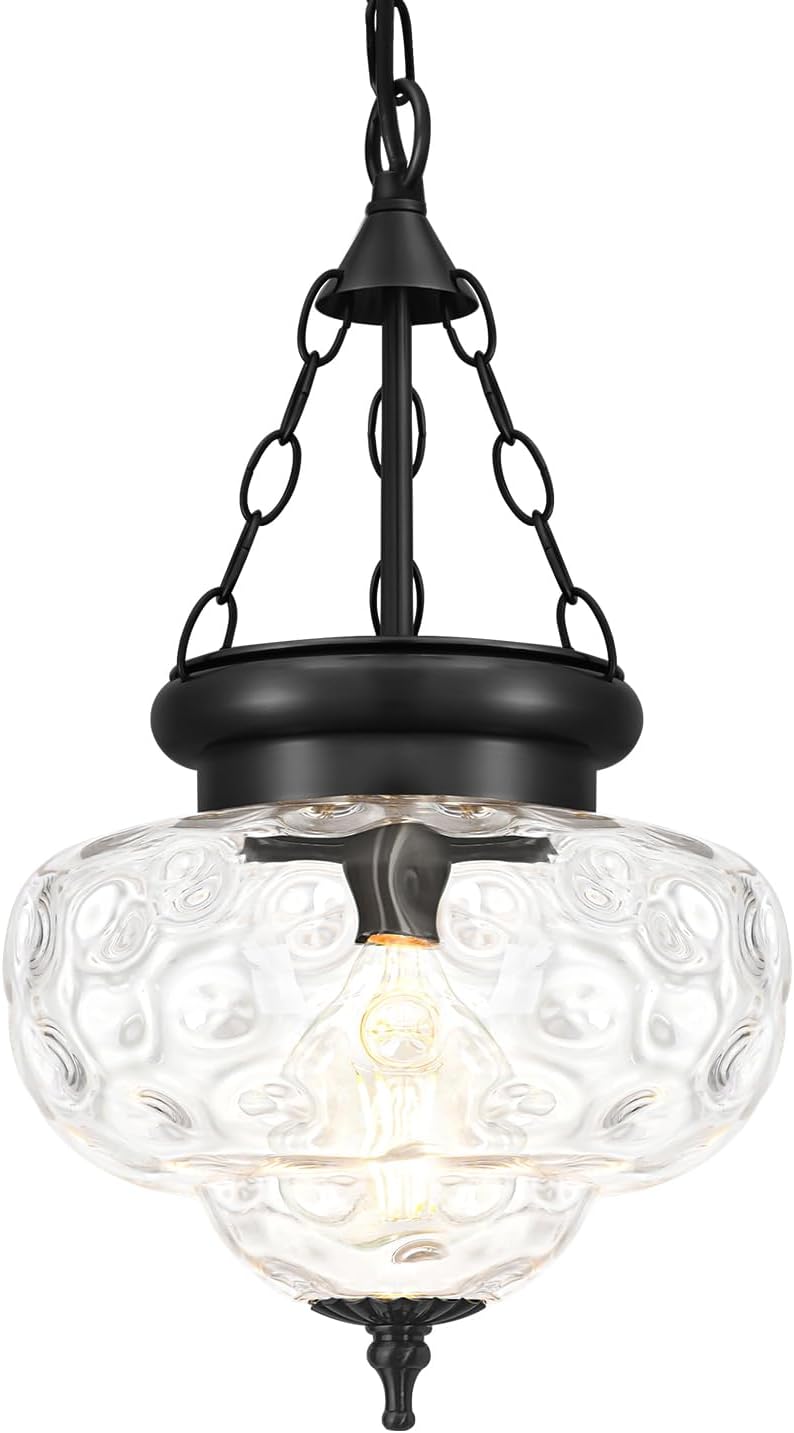 OIYIO Vintage Pendant Light - Bronze Gold Pendant Lights Kitchen Island with Floral Glass, Brass Penant Lighting Fixtures with Adjustable Hanging Chain for Kitchen, Dining Room, Entryway