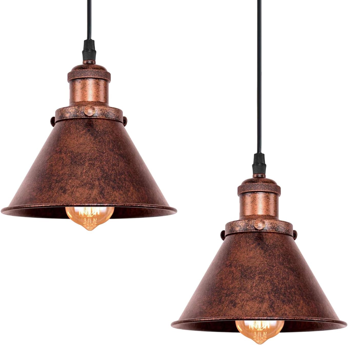 Vintage Antique Brass Dome Pendant Light, 12'' Pendant Lights Kitchen Island, Hanging Ceiling Light Striped Metal Shade