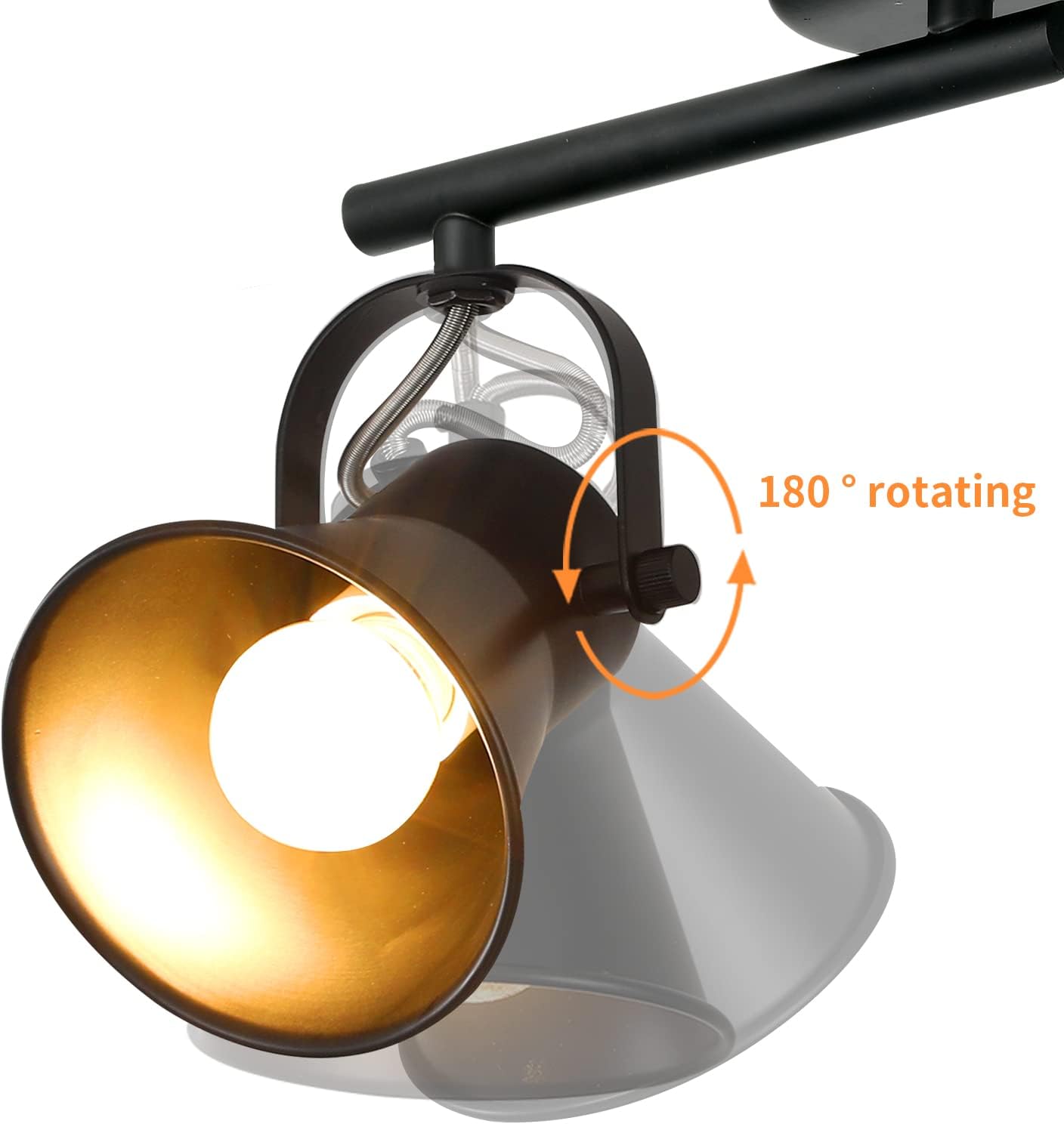 SEEBLEN 4-Light Track Lighting Kit, Directional Ceiling Light, Industrial Black Kitchen Track Lighting Fixtures Ceiling for Kitchen, Living Room, Dining Room, Hallway.