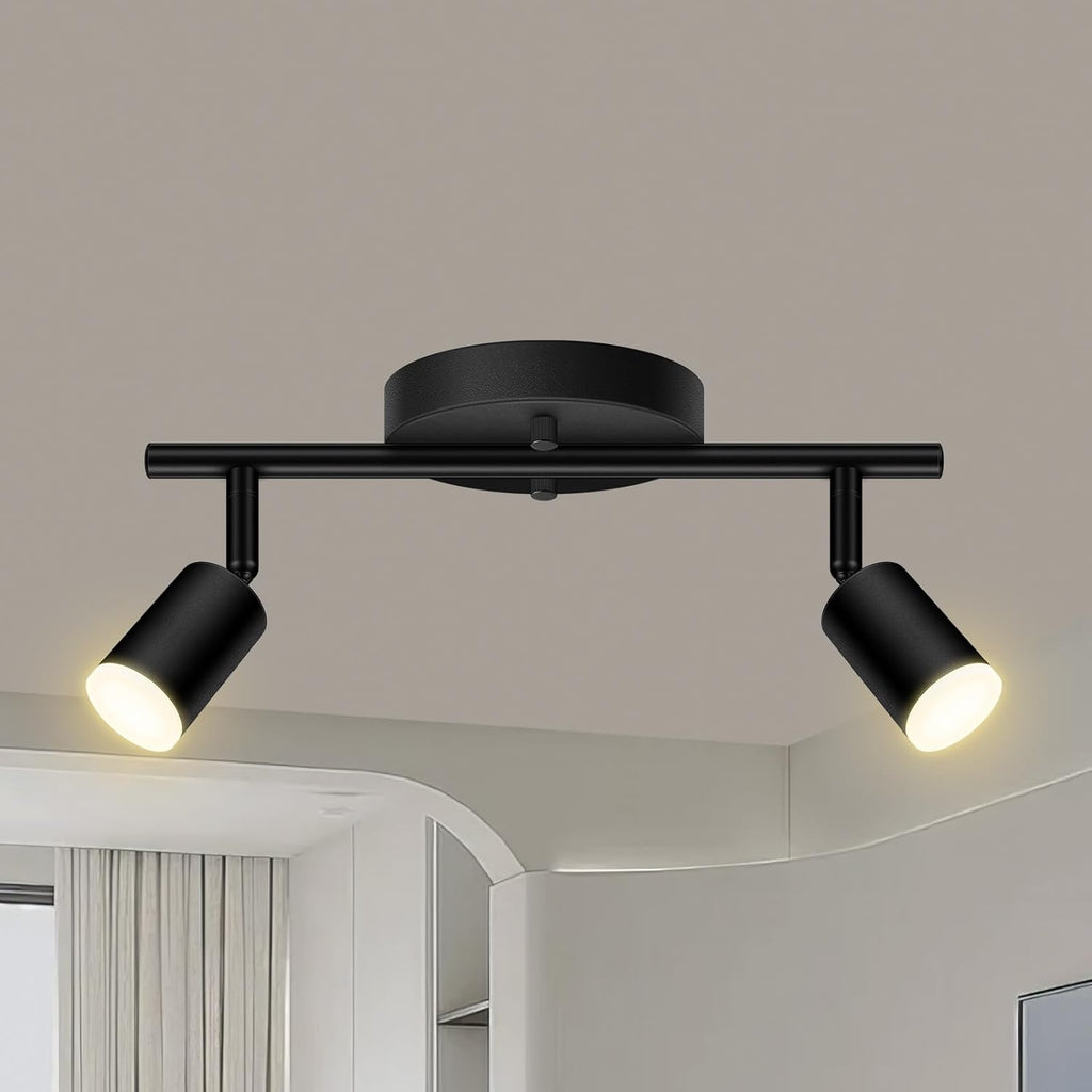 AUQUEE 8 Light Track Lighting Fixtures Ceiling, Matte Black Kichen Track Lighting Fixtures, Rotatable Light Heads, Adjustable Modern LED Track Lights for Kitchen/Hallway, No GU10 Bulb