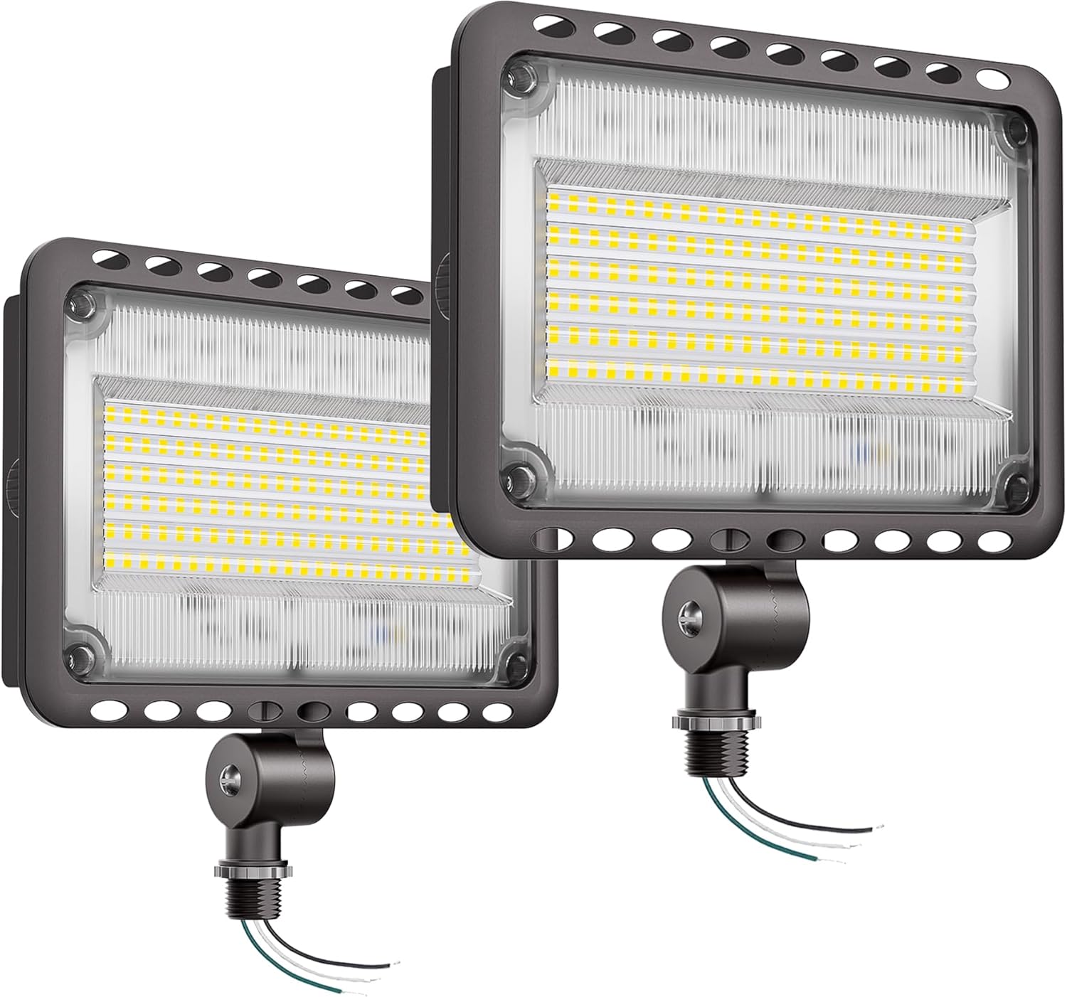 CINOTON 65W LED Flood Lights Outdoor, IP65 Waterproof Exterior Security Wall Lights with 180°Knuckle, 9100LM 120V Outside Aluminum Lighting Fixture for Patio Porch Barn Garden 5000K 2 Pack, UL Listed