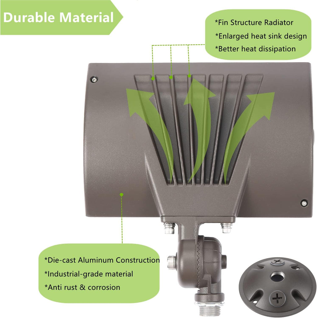 30W Outdoor LED Flood Light With 1/2" Knuckle Mount (Plate Included), 5000K Daylight 3600LM 120V, UL Waterproof LED Security FLood Lighting for Wall Wash /Sign/Flagpole/Tree/Yards/Advertising Boards