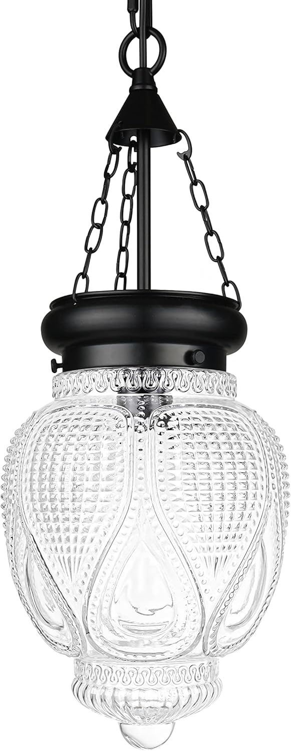 9'' Antique Gold Pendant Light with Clear Glass, Vintage Adjustable Pendant Lights Kitchen Island Brushed Pendant Lights Convertible Ceiling Mount Or Hanging Fixture for Hallway Bathroom,Brown Bronze