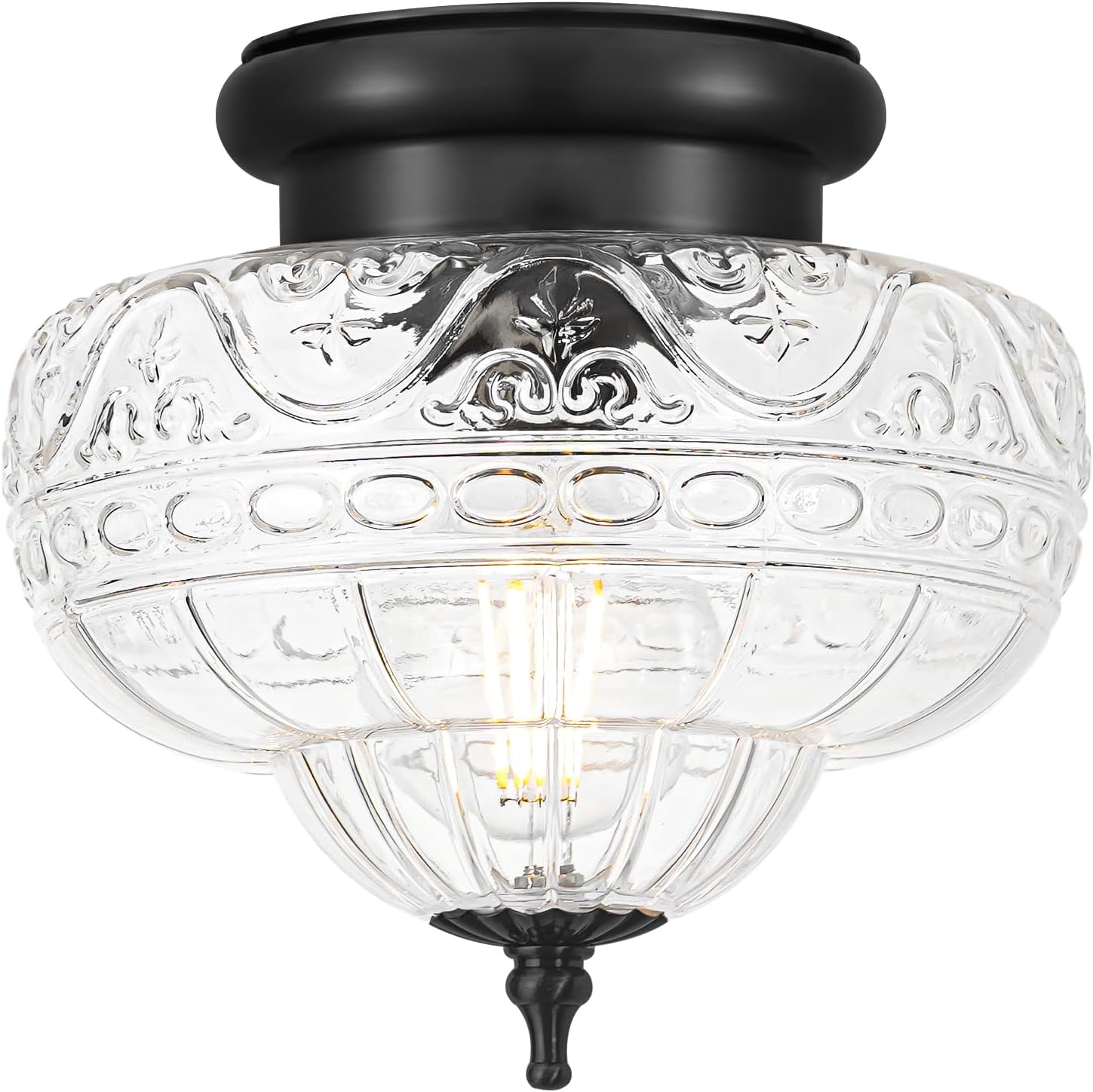 OIYIO Vintage Pendant Light - Bronze Gold Pendant Lights Kitchen Island with Floral Glass, Brass Penant Lighting Fixtures with Adjustable Hanging Chain for Kitchen, Dining Room, Entryway