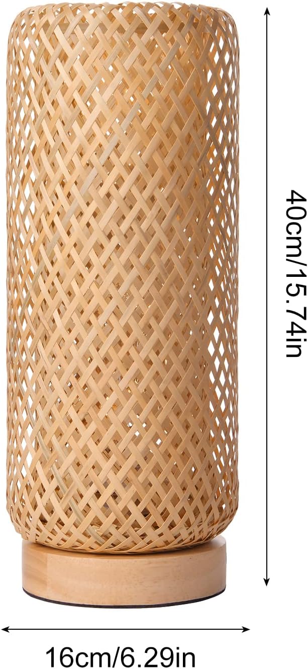 Arturesthome Bamboo Table Lamps with Shade, Rustic Farmhouse Boho Coastal Desk Lamp Night Light for Decorative Bedroom, Study Room, Cafe, Bookcase