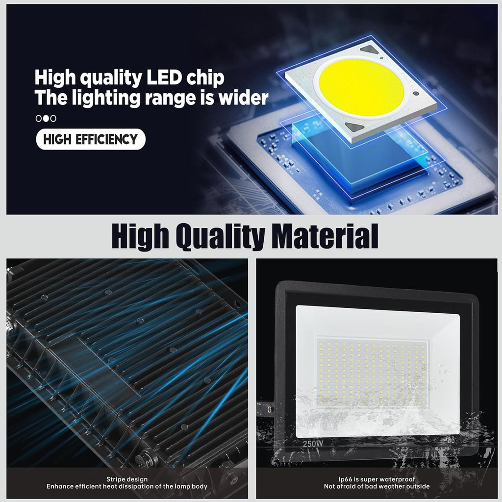 MUCLUD 4Pack LED Flood Light Outdoor,100W LED Work Light 11000lmwith 6FT US Plug,IP66 Waterproof Exterior Security Lights,6000K Daylight White Outside Floodlights Slim Design for Playground Yard