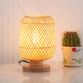 Boho Table Lamp Dimmable Small Rattan Nightstand Lamps For End Table Side, Vintage Wicker Wooden Bamboo Woven Desk bedside Lamps for Bedroom Living Room Kids Room, 2700K T45 LED Bulb Included
