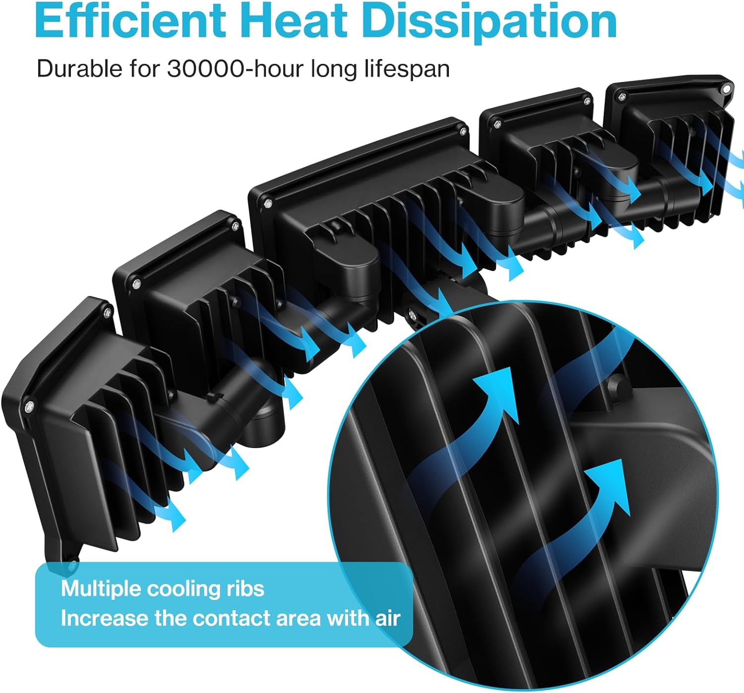 Olafus 130W Flood Light Outdoor, Switch Controlled 13000LM LED Security Light, IP65 Waterproof Outside Floodlight with 5 Adjustable Heads, 6500K Exterior Flood Light Fixture Wired for House Yard Black