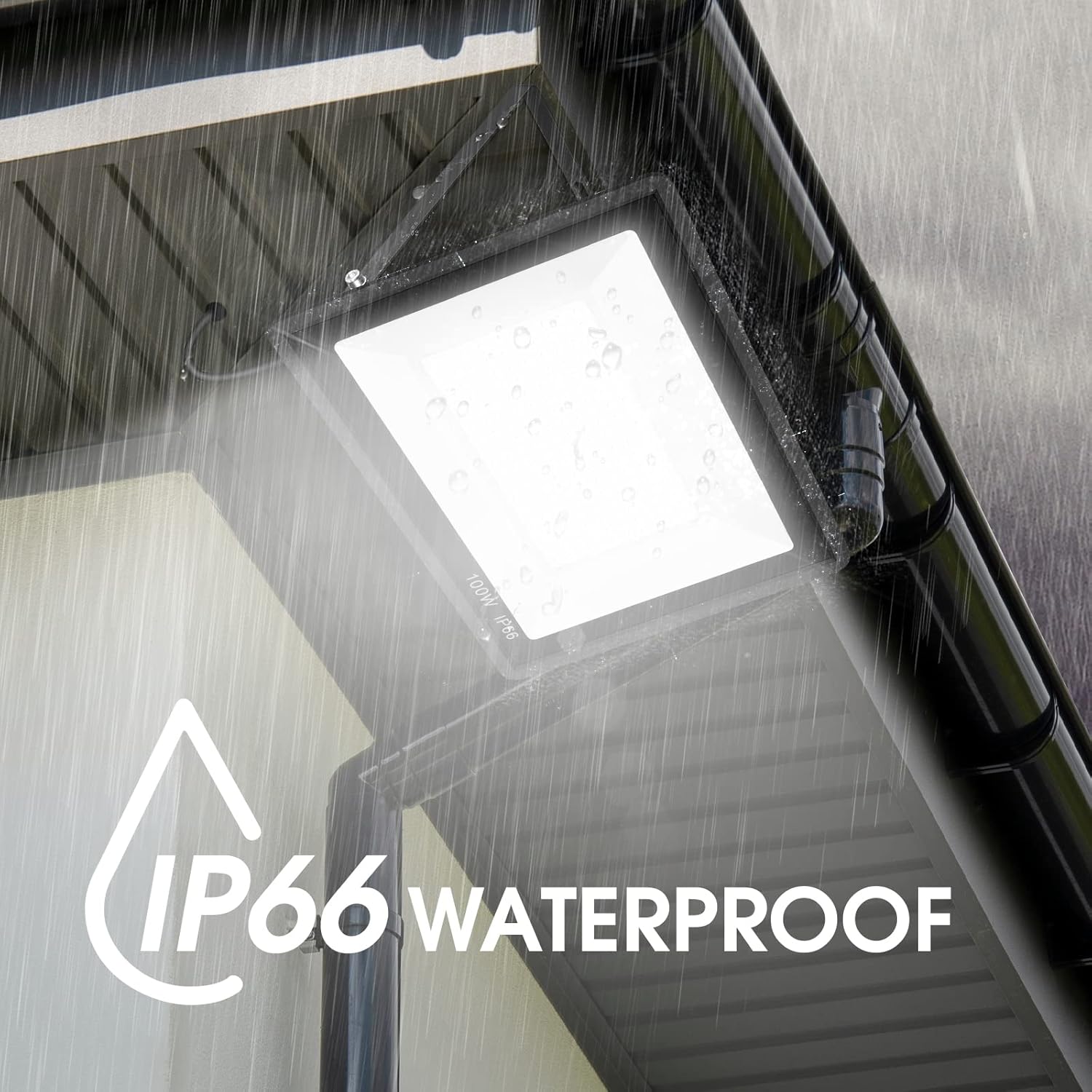 YANYCN 4 Pack 100W LED Flood Light,Super Bright Exterior Security Lights With Plug,IP66 Waterproof Outdoor Flood Light, 11600lm 5000K Daylight White Floodlight for Yard, Garden,Basketball Court, Arena