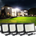 MUCLUD 4Pack LED Flood Light Outdoor,100W LED Work Light 11000lmwith 6FT US Plug,IP66 Waterproof Exterior Security Lights,6000K Daylight White Outside Floodlights Slim Design for Playground Yard