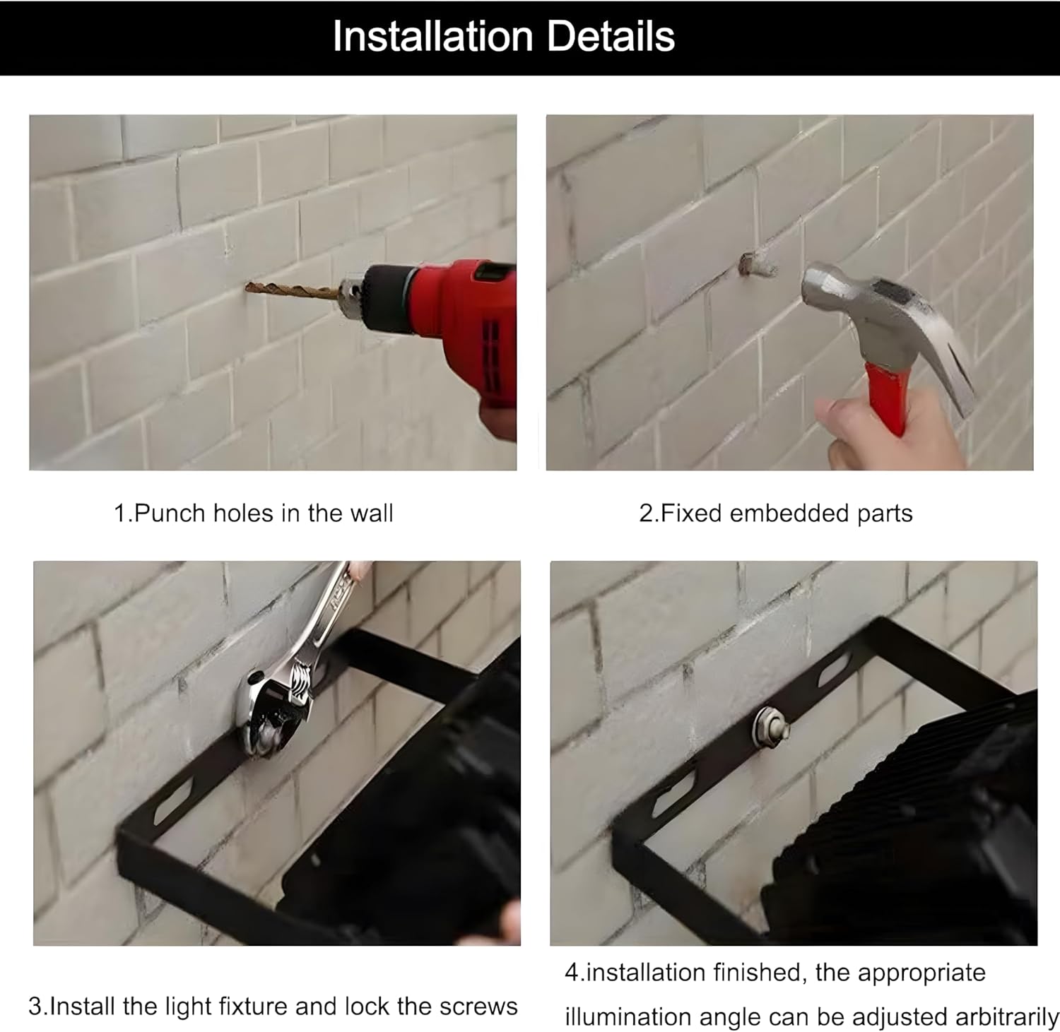 MUCLUD 4Pack LED Flood Light Outdoor,100W LED Work Light 11000lmwith 6FT US Plug,IP66 Waterproof Exterior Security Lights,6000K Daylight White Outside Floodlights Slim Design for Playground Yard