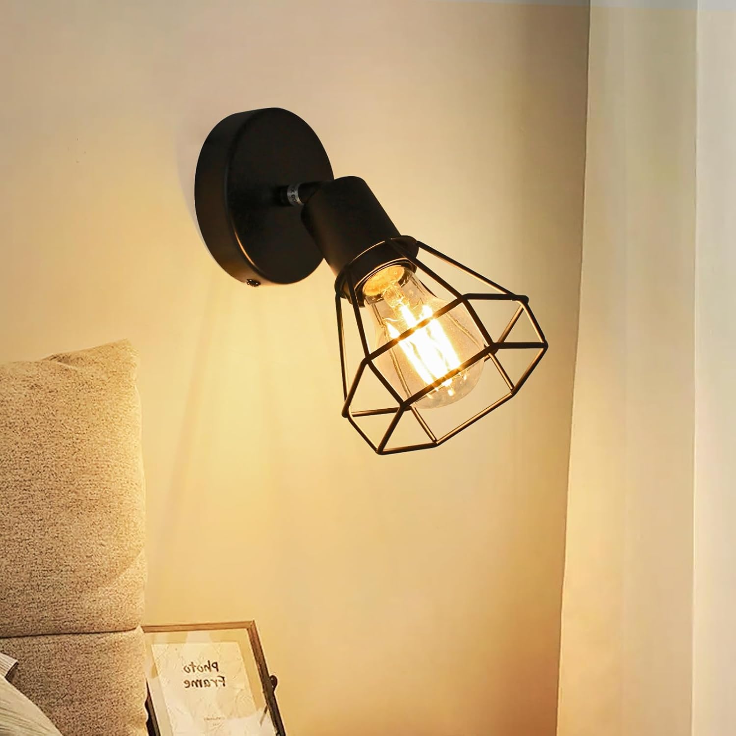 HiBay 4-Light Track Lighting Farmhouse, Directional Ceiling Track Light Fixtures Black, Industrial Flush Mount Spotlight for Kitchen, Dining Room, Bedroom, E26 Base (Bulbs Not Included)