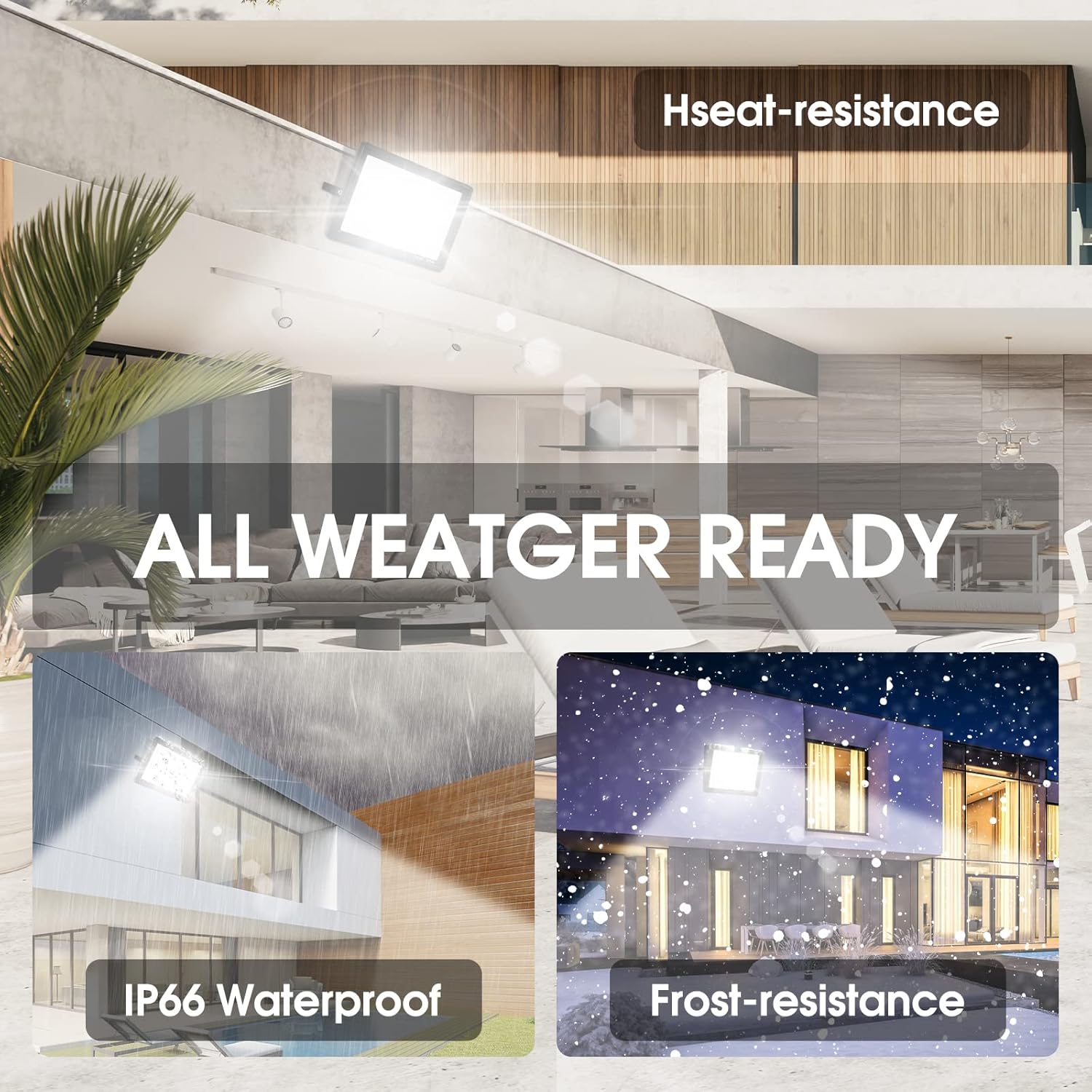 YANYCN 4 Pack 100W LED Flood Light,Super Bright Exterior Security Lights With Plug,IP66 Waterproof Outdoor Flood Light, 11600lm 5000K Daylight White Floodlight for Yard, Garden,Basketball Court, Arena